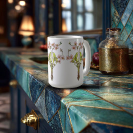 Taza De Café Art Nouveau Whimsical Blooms