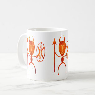 Taza De Café Arte abstracto africano de guerrero tribal