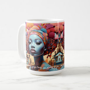Taza De Café Arte Abstracto Africano en Negrita  Proverbios Afr