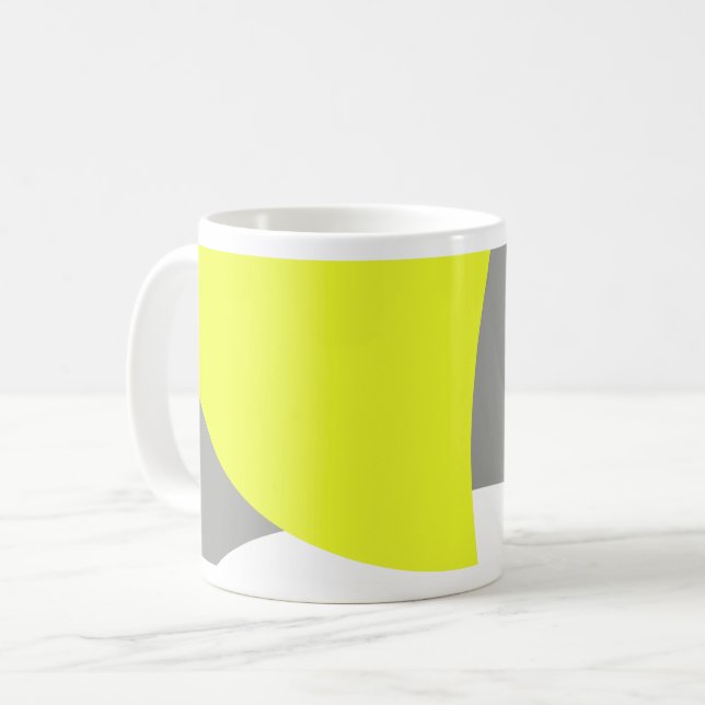 Taza De Café Arte abstracto amarillo gris blanco (Anverso izquierdo)
