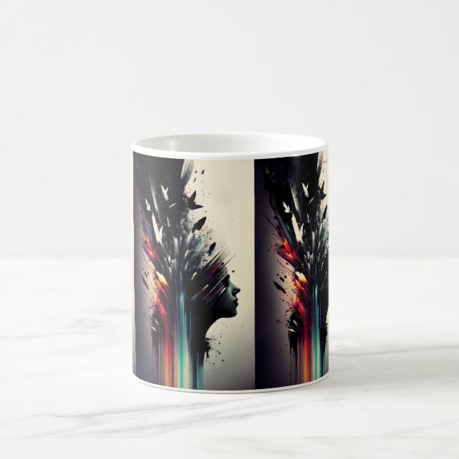 Taza De Café Arte abstracto boho con rostro de niña (Centro)