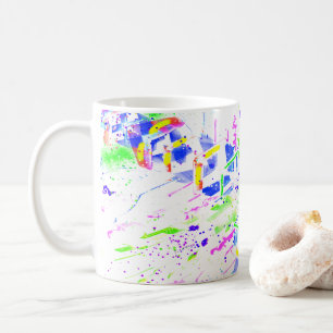 Taza De Café Arte abstracto caleidoscópico neón psicodélico