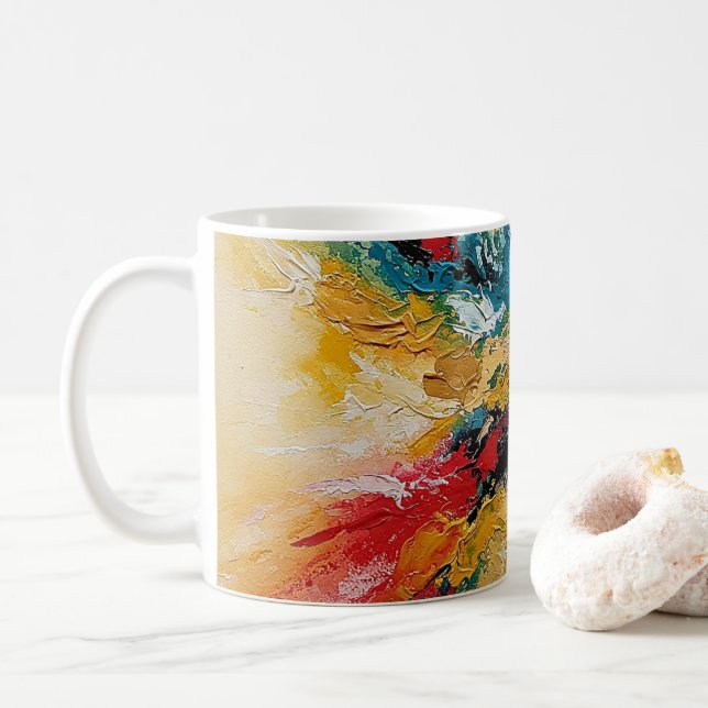 Taza De Café Arte Abstracto Colorido (Con donut)