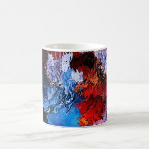 Taza De Café Arte abstracto contemporáneo chillón azul rojo azu