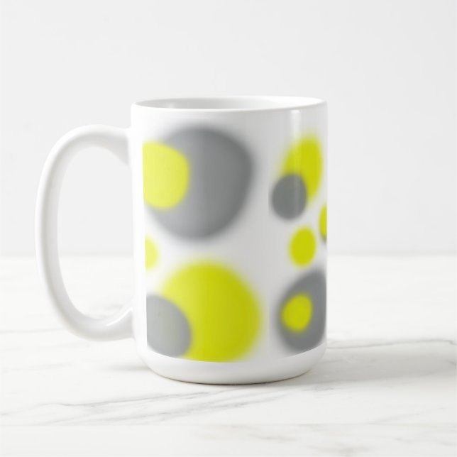 Taza De Café Arte abstracto de gris blanco amarillo (Izquierda)