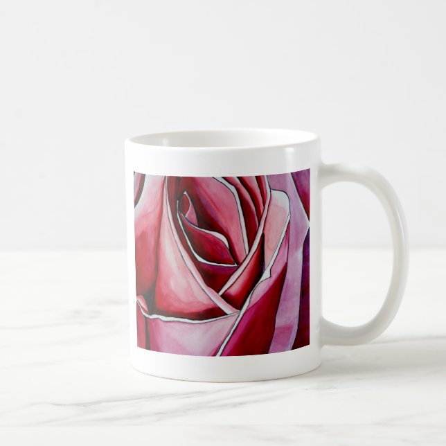 Taza De Café Arte abstracto de macroflor de rosa Rose acuarela (Derecha)