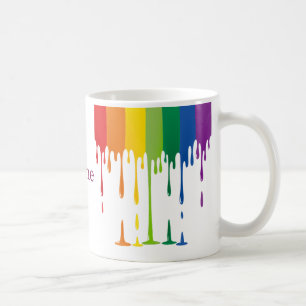 Taza De Café Arte abstracto de pintura líquida que gotea arcoír