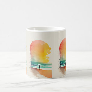 Taza De Café Arte abstracto de playa 'Caminando hacia las olas'