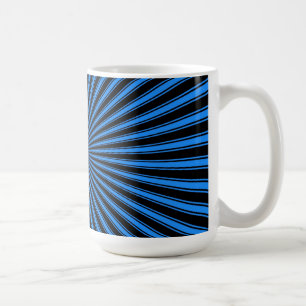 Taza De Café Arte abstracto de rayas funky azul y negro