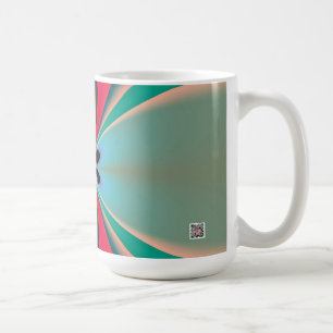 Taza De Café Arte abstracto de simetría de espejo Coral Teal