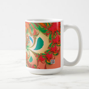 Taza De Café Arte abstracto fractal del búho rojo