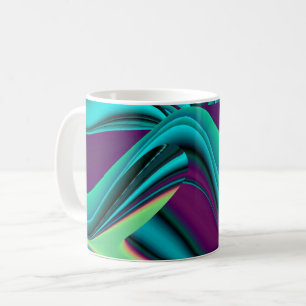 Taza De Café Arte abstracto futurista en 3D metálico arcoíris