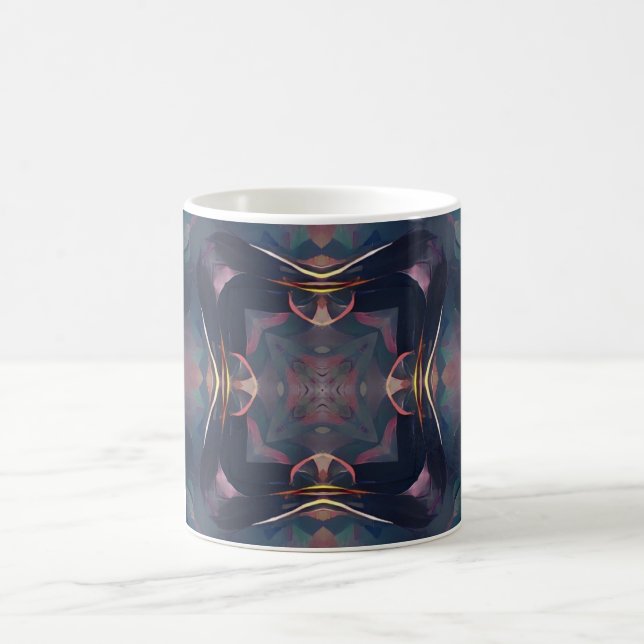 Taza De Café Arte abstracto geométrico de fantasía oscura real (Centro)