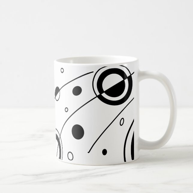 Taza De Café Arte abstracto geométrico negro y blanco (Derecha)