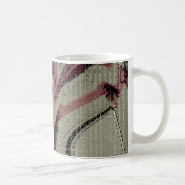 Taza De Café Arte abstracto gris y rojo (Derecha)
