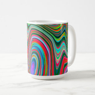 Taza De Café Arte abstracto groovy rojo, verde y azul alucinant
