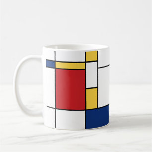 Taza De Café Arte abstracto minimalista de Mondrian con colores