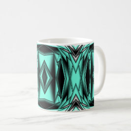 Taza De Café Arte abstracto moderno de color turquesa blanco ne