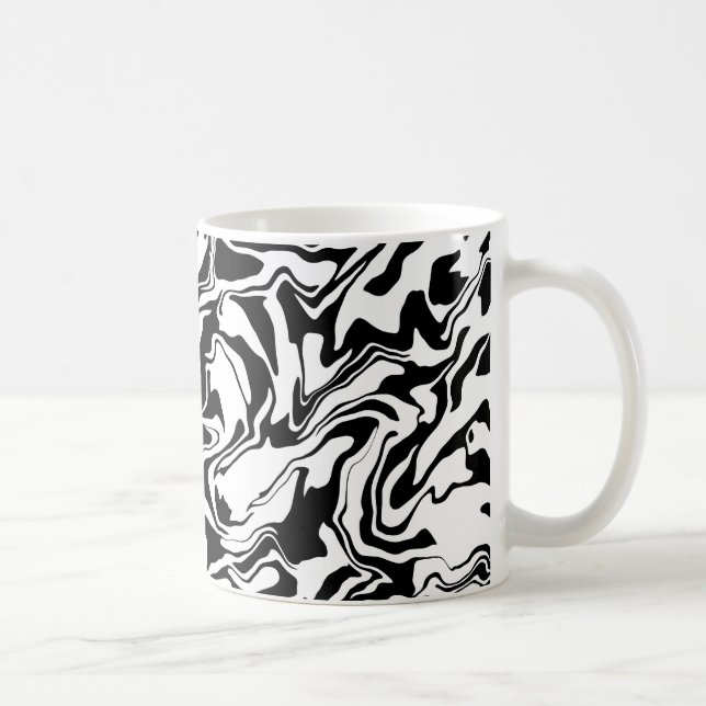 Taza De Café Arte abstracto moderno en blanco y negro (Derecha)