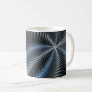 Taza De Café Arte abstracto moderno fractal 3D gris azul plásti