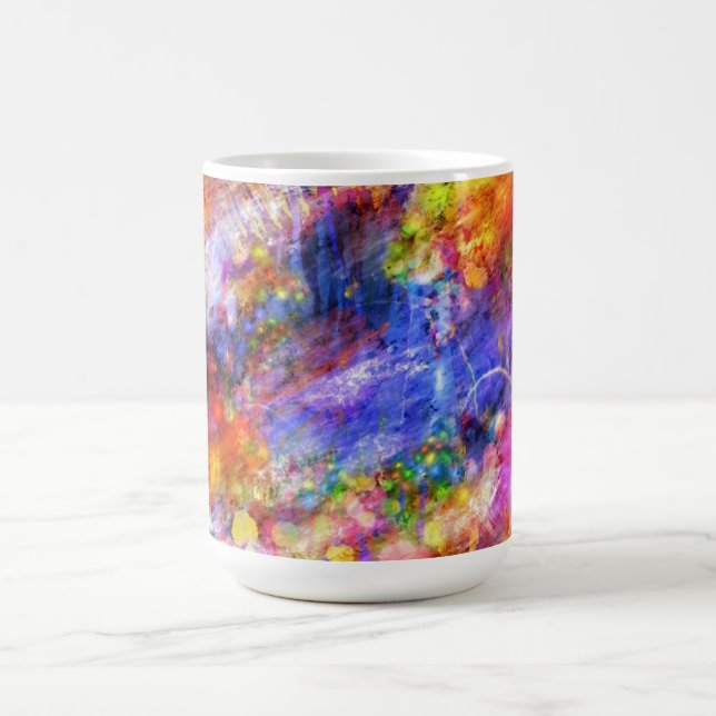 Taza De Café Arte abstracto morado de amarillo rojo (Centro)