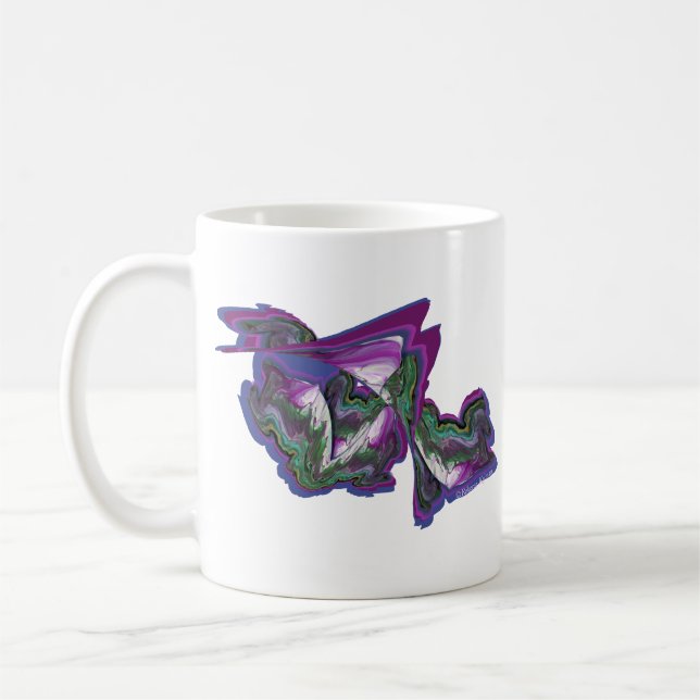 Taza De Café Arte abstracto perwinkle morado y rosado (Izquierda)