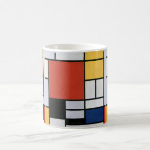 Taza De Café Arte abstracto rojo azul amarillo de Piet Mondrian