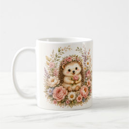 Taza De Café Arte Acuarela de Erizo Floral