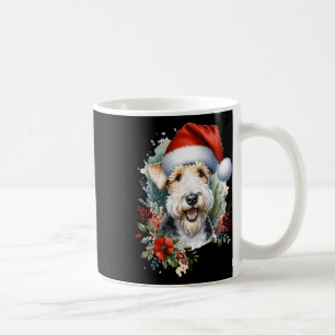 Taza De Café Arte acuarela de perro Wire Fox Terrier de Navidad