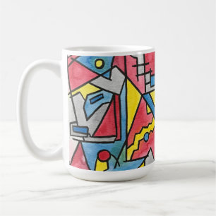 Taza De Café Arte acuarela geométrico Bauhaus moderno de paisaj