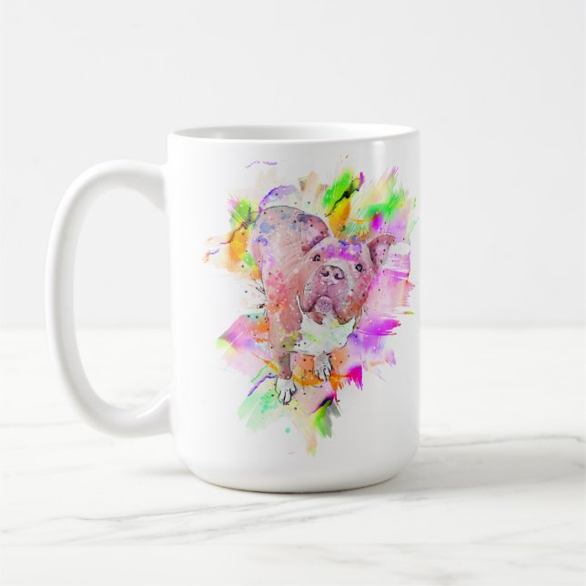 Taza De Café Arte acuático de Pitbull Dog (Izquierda)