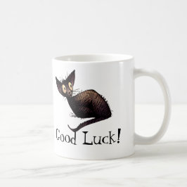 Taza De Café Arte afortunado divertido del gato negro de la