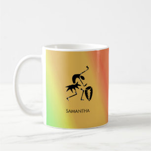 Taza De Café Arte africano, bailarina de silueta colorida