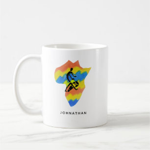 Taza De Café Arte africano, forma de África, tambor de silueta