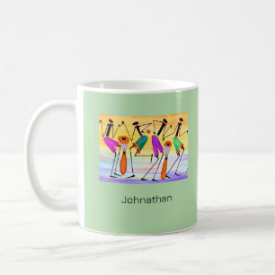 Taza De Café Arte africano moderno, expresando felicidad verde