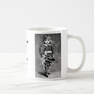 Taza De Café Arte antiguo de los años 1800 de niño con sombrero