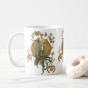 Taza De Café Arte Antiguo Moderno, Loro Cacatúa, Flores de Orqu