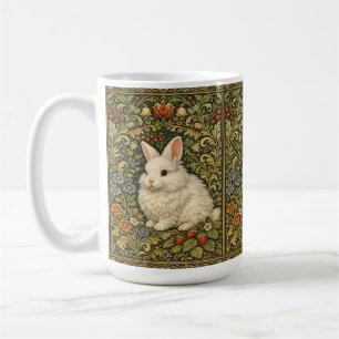 Taza De Café Arte antiguo nouveau conejo blanco 