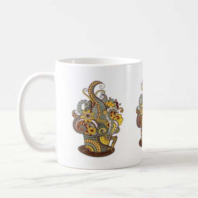 Taza De Café Arte artístico-dibujo de garabatos (Izquierda)