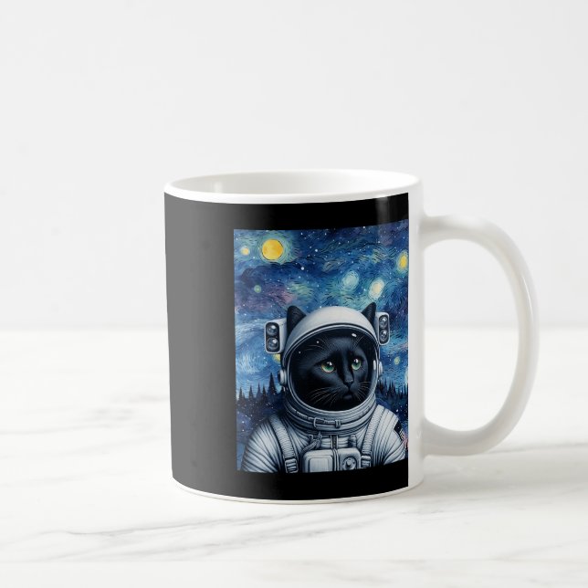 Taza De Café Arte astronauta de gato cósmico estrellado de noch (Derecha)