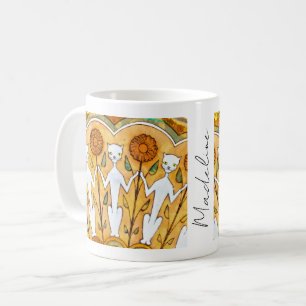 Taza De Café Arte bohemio vintage francés Art Nouveau gatos gir
