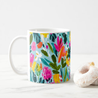 Taza De Café Arte Botánico Colorido y Pictórico