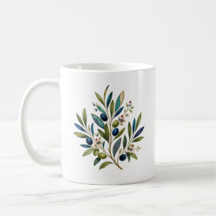 Taza De Café Arte botánico de la rama de olivo otomana