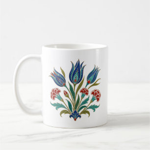 Taza De Café Arte botánico de tulipán y clavel otomano