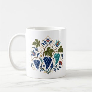 Taza De Café Arte Botánico de Uva y Tulipán Otomano Floral