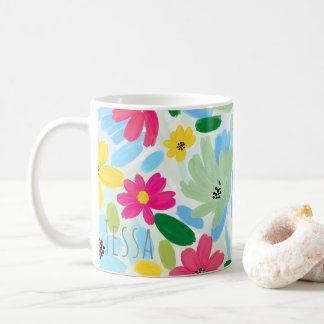 Taza De Café Arte Botánico Vibrante Pintoresco Colorido