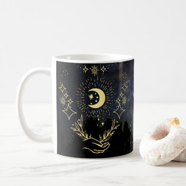 Taza De Café Arte celeste Luna y estrellas (Con donut)
