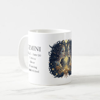 Taza De Café Arte Celestial de Zodíaco Géminis y Característica