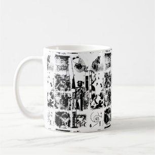 Taza De Café ARTE COLLAGE blanco y negro