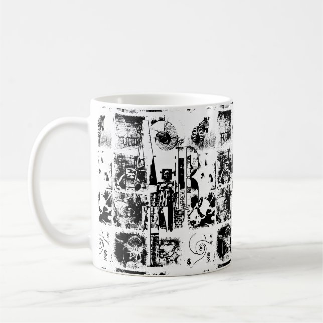 Taza De Café ARTE COLLAGE blanco y negro (Izquierda)